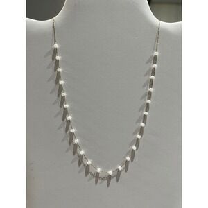 S. Steel Pearl Beaded Necklace Gold Tone Chain Dainty‎ Minimalist